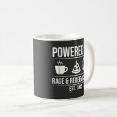 Mug Esthétique Rétro Drôle : Alimenté par la Rage, Cod (Devant droit)