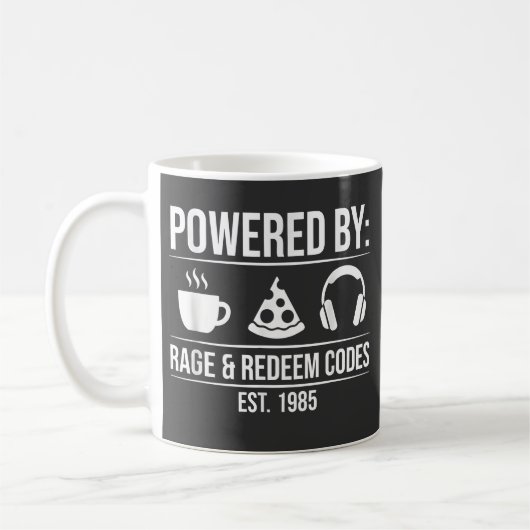 Mug Esthétique Rétro Drôle : Alimenté par la Rage, Cod (Gauche)