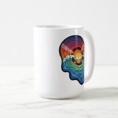 Mug esthétique vinyle vague coucher de soleil rétro (Devant droit)