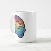 Mug esthétique vinyle vague coucher de soleil rétro (Devant gauche)