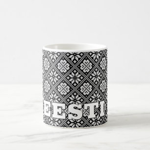 Mug Estonie Motif de Tricot noir blanc ethnique Eesti