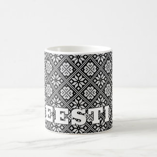 Mug Estonie Motif de Tricot noir blanc ethnique Eesti