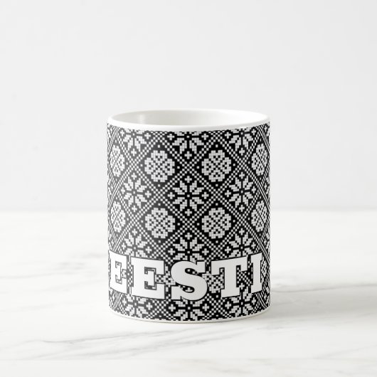 Mug Estonie Motif de Tricot noir blanc ethnique Eesti (Centre)