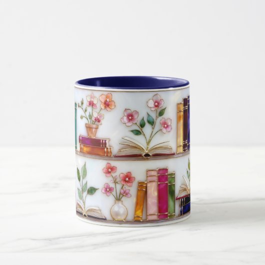 Mug Étagère Fleurie de Style Vitrail (Centre)