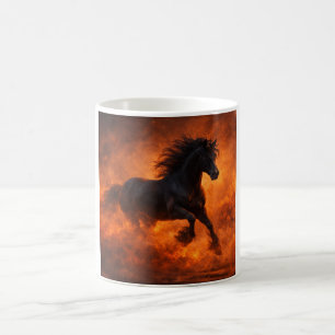 Mug Étalon noir courant à travers la brume orange