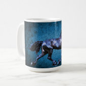 Mug Étalon noir frison/beauté noire, bleu de cheval (Devant gauche)