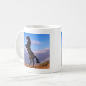 Mug Étalon noir sauvage élevant le cheval (Devant gauche)