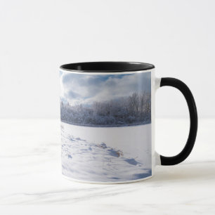 Mug Étang couvert de neige et forêts à Salem Hills