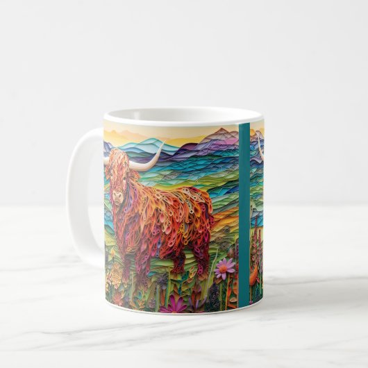Mug Étapes Highland Steer 3D (Devant gauche)