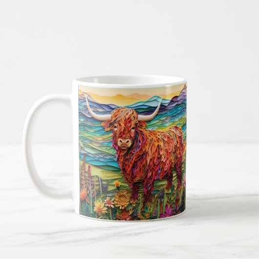 Mug Étapes Highland Steer 3D (Gauche)