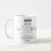 Mug Etat américain de l'Ohio sur une carte et des info (Gauche)