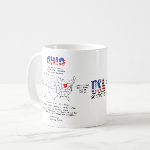 Mug Etat américain de l'Ohio sur une carte et des info