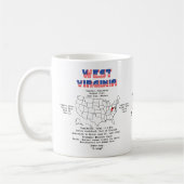 Mug État américain de Virginie-Occidentale sur la cart (Gauche)