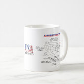Mug Etat américain du Massachusetts sur une carte et d (Devant droit)