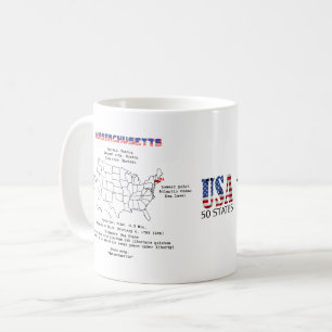 Mug Etat américain du Massachusetts sur une carte et d