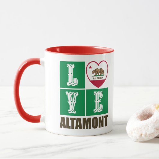 Mug Etat de Californie - Drapeau Coeur Altamont (Avec donut)