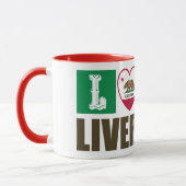 Mug Etat de Californie Drapeau Coeur Livermore (Gauche)