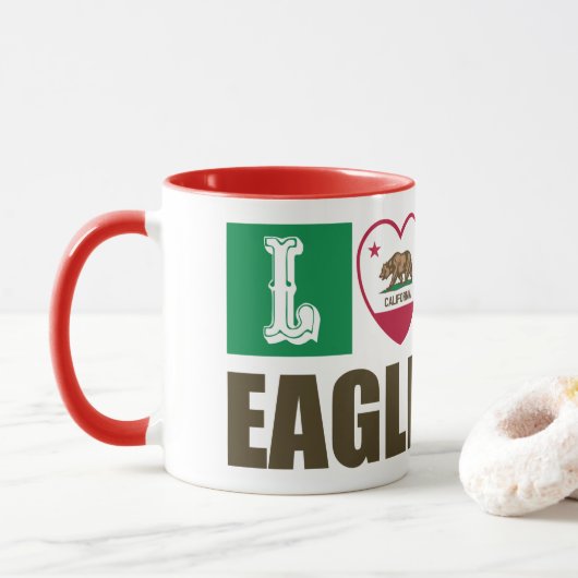 Mug État de Californie Drapeau Heart Eagle Rock (Avec donut)