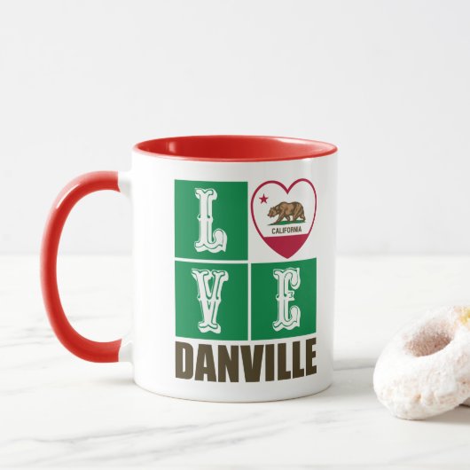 Mug Etat de la Californie Drapeau Heart Danville (Avec donut)