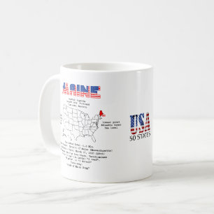 Mug Etat Maine Américain sur une carte et des informat
