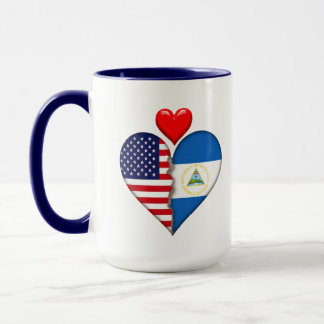Mug États-Unis Nicaragua Cœur drapeaux Patrimoine hisp