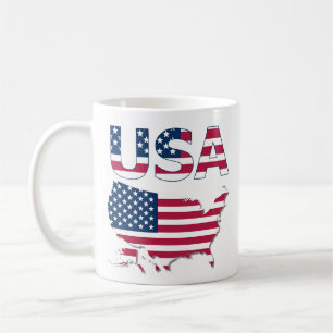 Mug États-Unis patriotique Lettres & Carte sur le drap