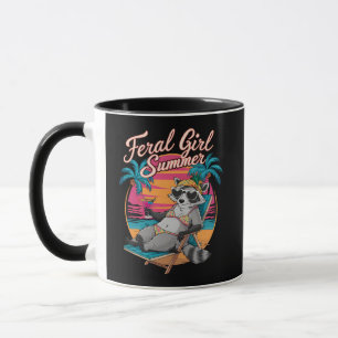 Mug Été de fille sauvage plage drôle raton laveur