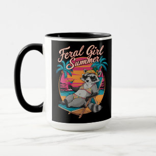 Mug Été de fille sauvage plage drôle raton laveur