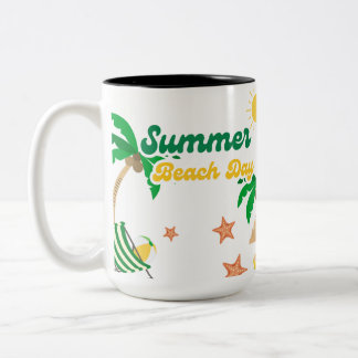 Mug Été Jour de Plage | Café Palmier Tropical