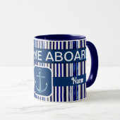 Mug Été Moderne Marine Blue Boat Stripes Collection (Devant droit)