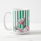 Mug Été, printemps, imprimé magnolia rayé vert (Gauche)