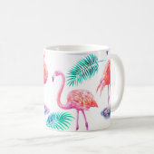 Mug Été tropical avec flamants roses feuilles de palmi (Devant droit)