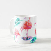 Mug Été tropical avec flamants roses feuilles de palmi (Devant gauche)