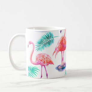 Mug Été tropical avec flamants roses feuilles de palmi