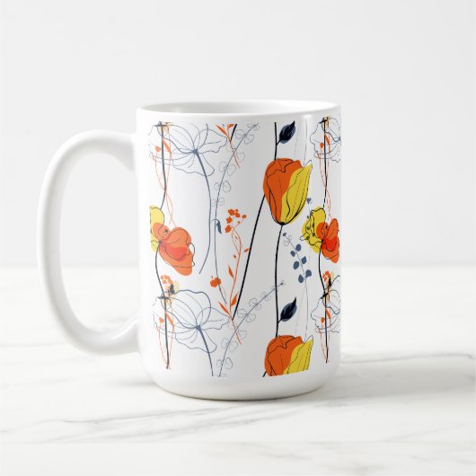 Mug Été tropical | Belles fleurs jaunes Design (Gauche)