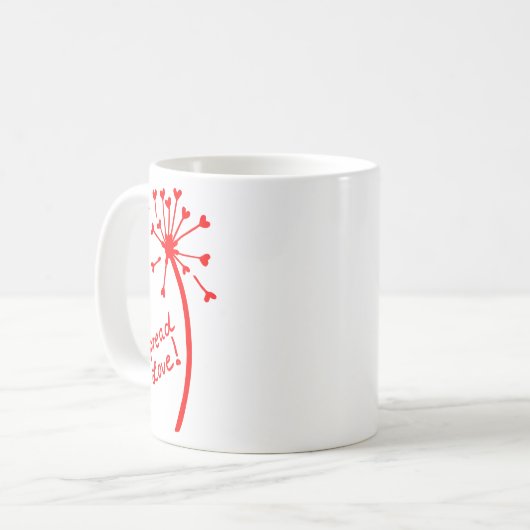 Mug Étendre l'amour Dandelion avec les graines du coeu (Devant gauche)