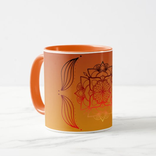 Mug Ethereal Embers – Red & Orange Floral Artwork (Devant gauche)