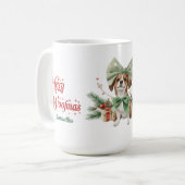 Mug Ethérée aquarelle corgi mignon avec arc de Noël (Devant gauche)