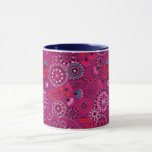 Mug Ethnique folk abstrait motif floral rétro cramson (Centre)