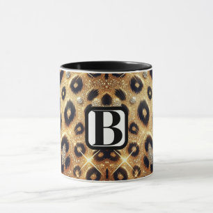 Mug Étincelle Glam Or Léopard Noir Cheetah Imprimer