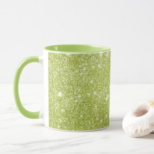 Mug Étincelles de parties scintillantes de vert de (Avec donut)