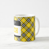 Mug Étiquette Black Gold Plaid COACH Nom (Devant droit)