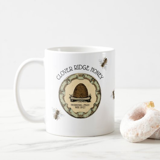 Mug Étiquette d'apiculteur de ferme d'abeille de miel (Avec donut)