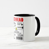 Mug Étiquette d'avertissement de tête rouge (Devant droit)