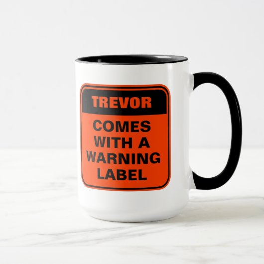 Mug Étiquette d'avertissement orange drôle personnalis (Droite)
