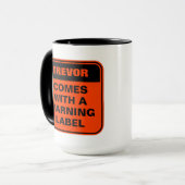 Mug Étiquette d'avertissement orange drôle personnalis (Devant gauche)
