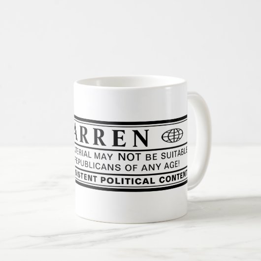 Mug Étiquette d'avertissement Warren (Devant droit)