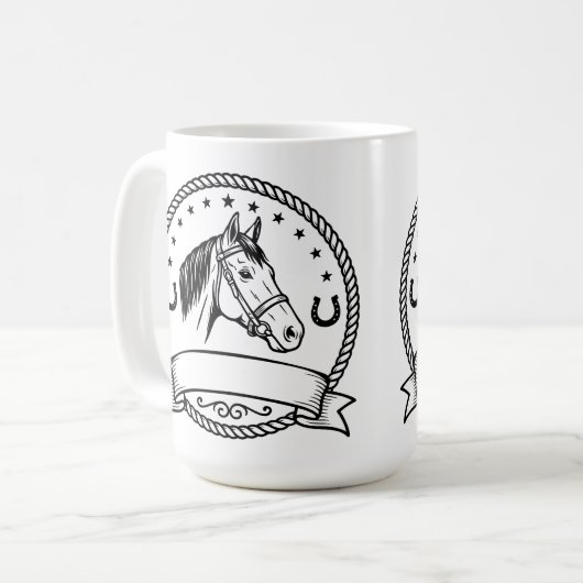 Mug Étiquette de badge de cheval occidental (Devant gauche)