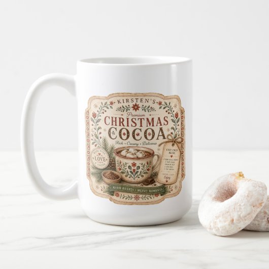 Mug Étiquette de Chocolat Chaud Nordique (Avec donut)