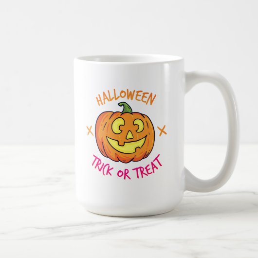 Mug Étiquette de citrouille Halloween Farce ou Friandi (Droite)